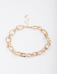 Gold Hammered Large Chain Necklace - link has visual effect only