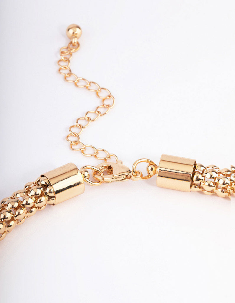 Gold Long Popcorn Chain Necklace