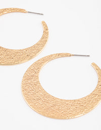 Gold Plated Brass Flat Textured Hoop Earrings - link has visual effect only