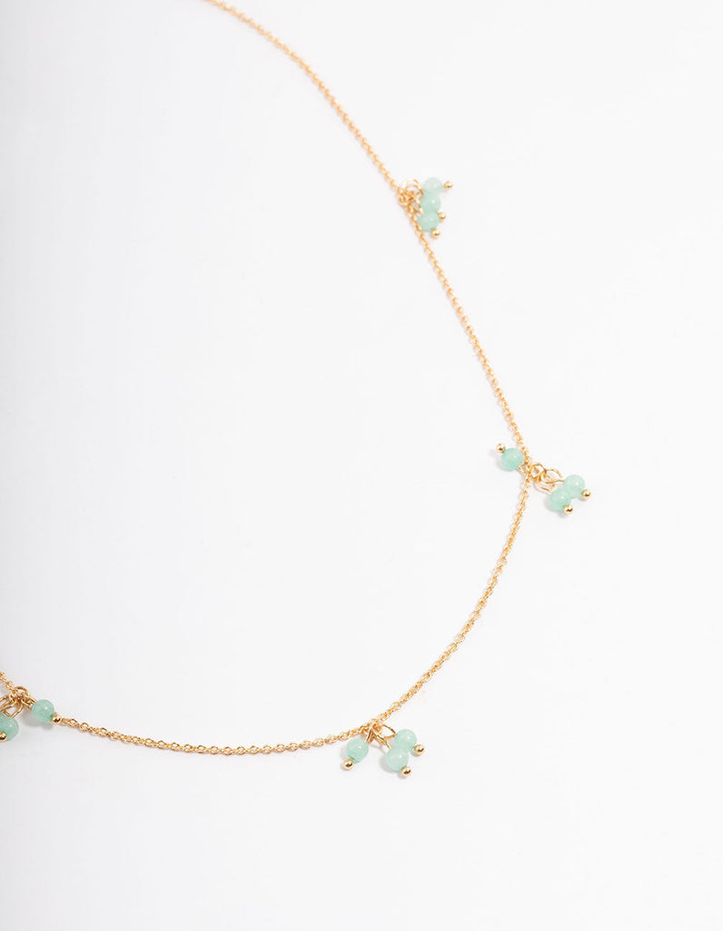 Gold Plated Jade Cluster Fine Necklace