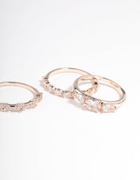 Rose Gold Plated Cubic Zirconia Pear Stacker Rings Pack - link has visual effect only