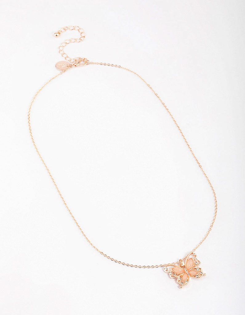 Rose Gold Statement Butterfly Necklace