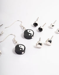 Silver Fimo Yin & Yang Earrings 8-Pack - link has visual effect only