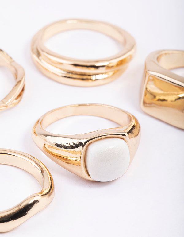 Lovisa - Mix it up with this gorgeous pack of gold-toned rings