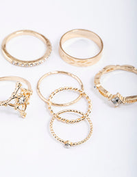 Gold Dainty Ornate Ring Pack - link has visual effect only