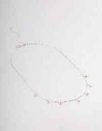 Silver Droplet Diamante & Pearl Necklace - link has visual effect only