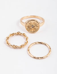 Gold Signet Evil Eye Ring Pack - link has visual effect only