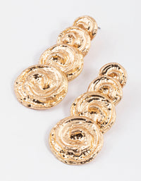 Gold Twirly Molten Round Drop Earrings - link has visual effect only