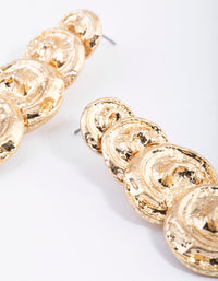 Gold Twirly Molten Round Drop Earrings - link has visual effect only