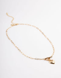 Gold Plated Celestial Heart T-Bar Necklace - link has visual effect only