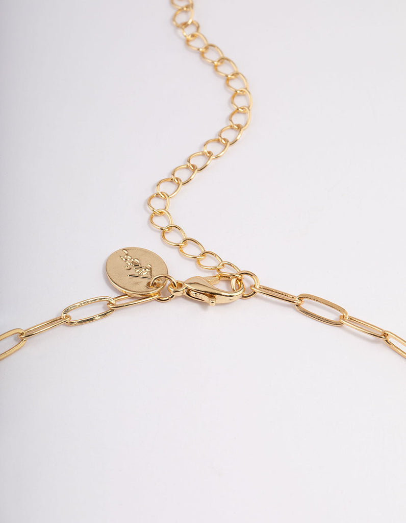 Gold Plated Celestial Heart T-Bar Necklace