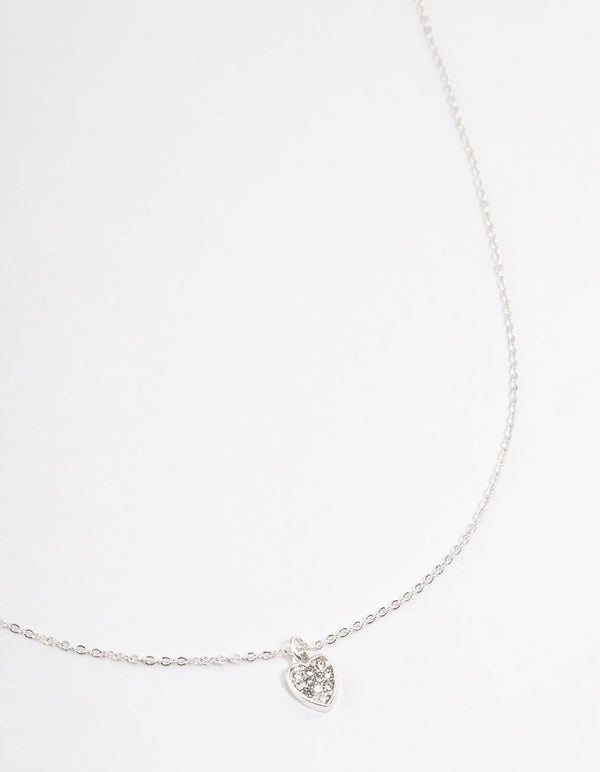 Silver Mini Bling Heart Necklace