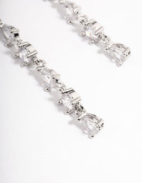 Rhodium Cubic Zirconia Mixed Stone Drop Earrings - link has visual effect only