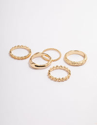 Gold Plated Molten Mixed Ring 5-Pack - link has visual effect only