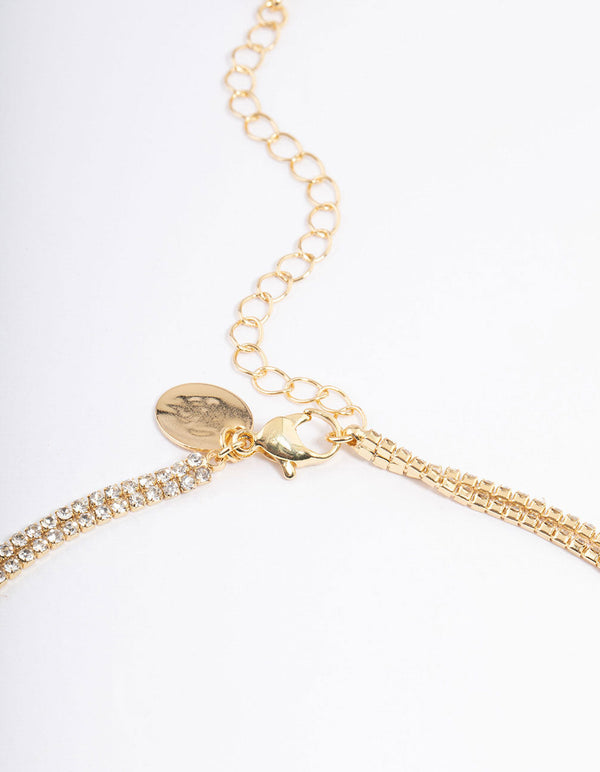 Letter K Gold Plated Layered Diamante Initial Necklace - Lovisa