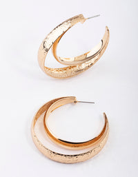 Gold Double Textured Hoop Earrings - link has visual effect only