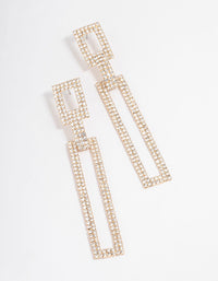 Gold Diamante Rectangle Drop Earrings - link has visual effect only