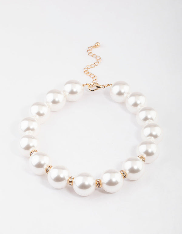 Gold Oversized Pearl Ball Necklace