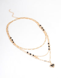 Gold Cross Heart Layered Necklace - link has visual effect only