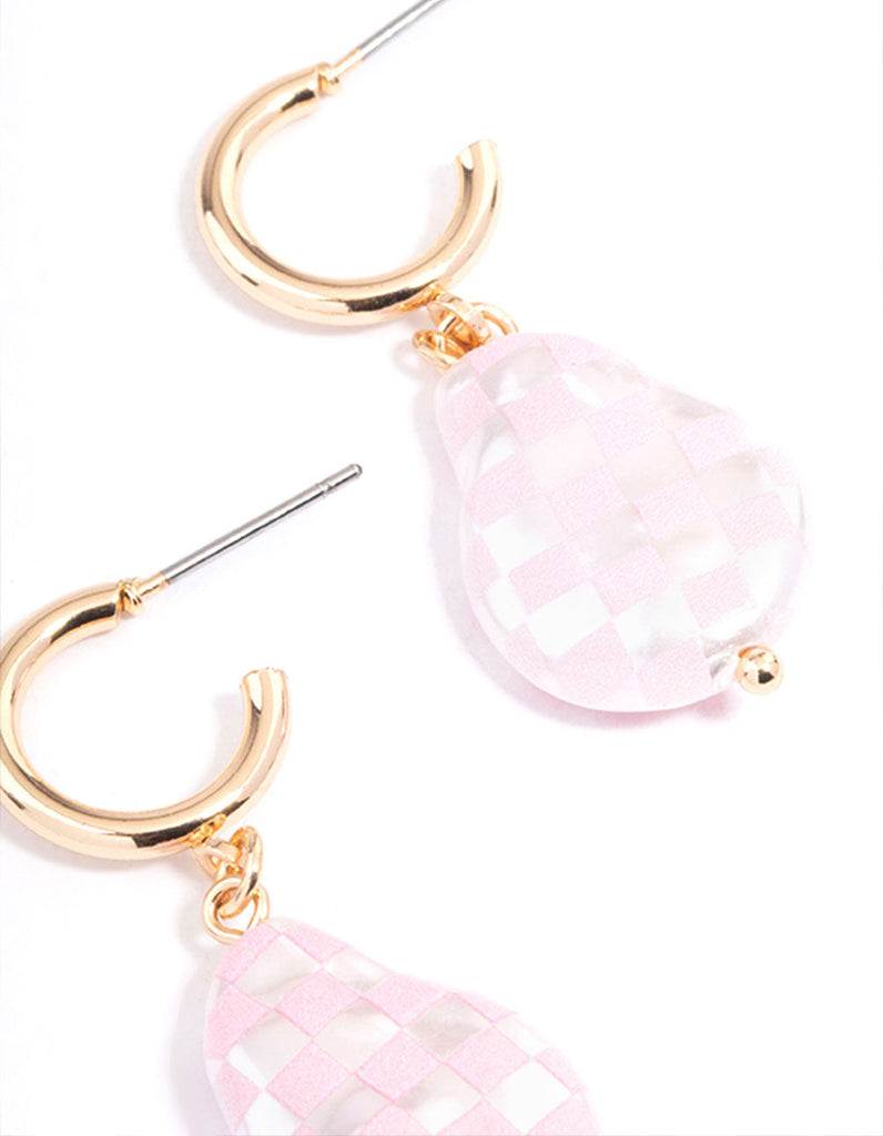 Gold & Pink Pearl Hoop Earrings