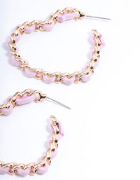 Gold & Pearl Suede Heart Hoop Earrings - link has visual effect only