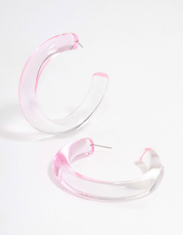 Plastic Pink Ombre Hoop Earrings