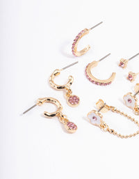Pink Flower Chain Stacker Earrings - link has visual effect only