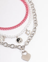 Pink Layered Charm Necklace - link has visual effect only