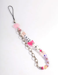Rhodium Mixed Bead Chain Phone Charm - link has visual effect only