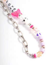 Rhodium Mixed Bead Chain Phone Charm - link has visual effect only
