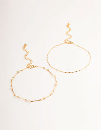 Gold Freshwater Pearl Anklet Pack - link has visual effect only