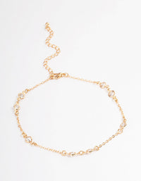 Gold Cubic Zirconia Station Anklet - link has visual effect only