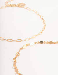 Gold Linked Diamond Anklet Pack - link has visual effect only