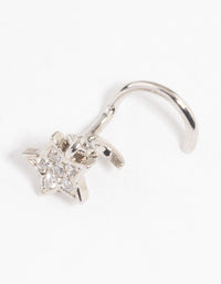 Rhodium Surgical Steel Star Charm Nose Stud - link has visual effect only