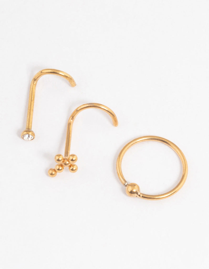 Gold Plated Surgical Steel Cross Nose Pack