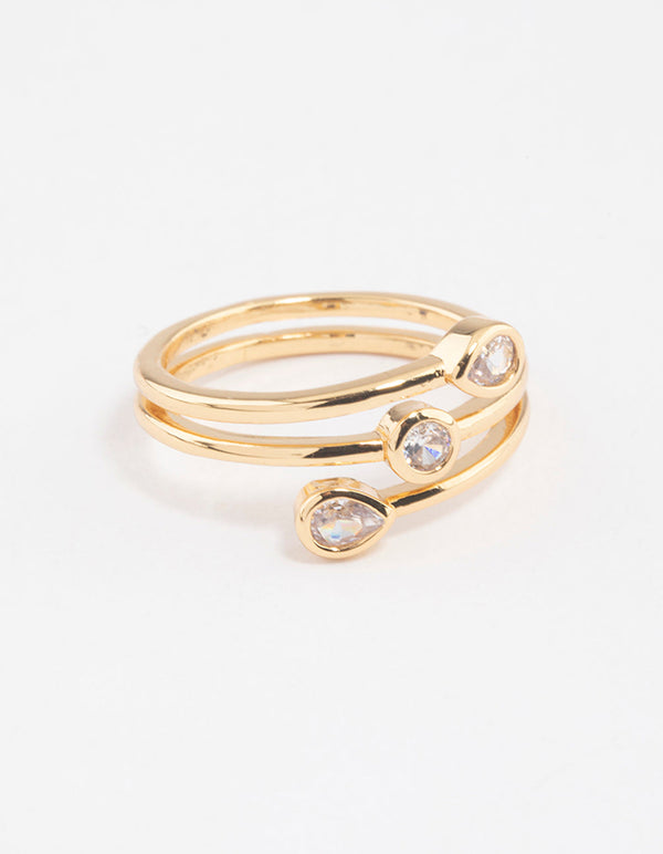 Gold Plated Multi Shape Tier Ring