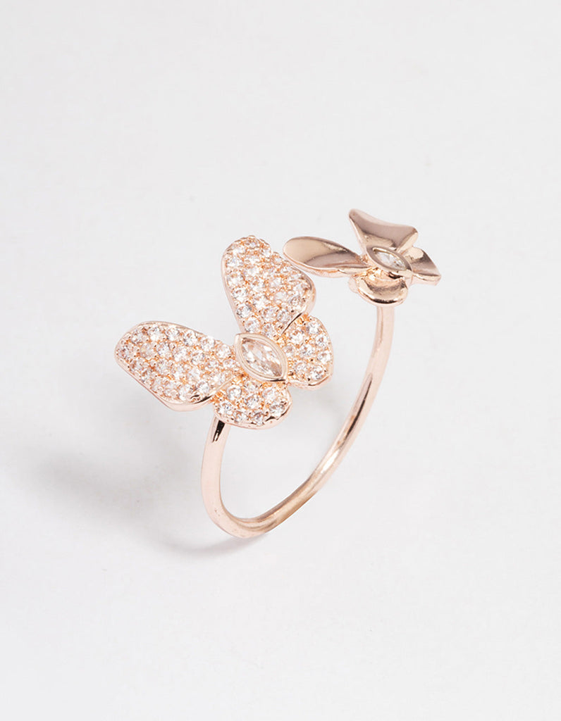 Rose Gold Glam Butterfly Ring