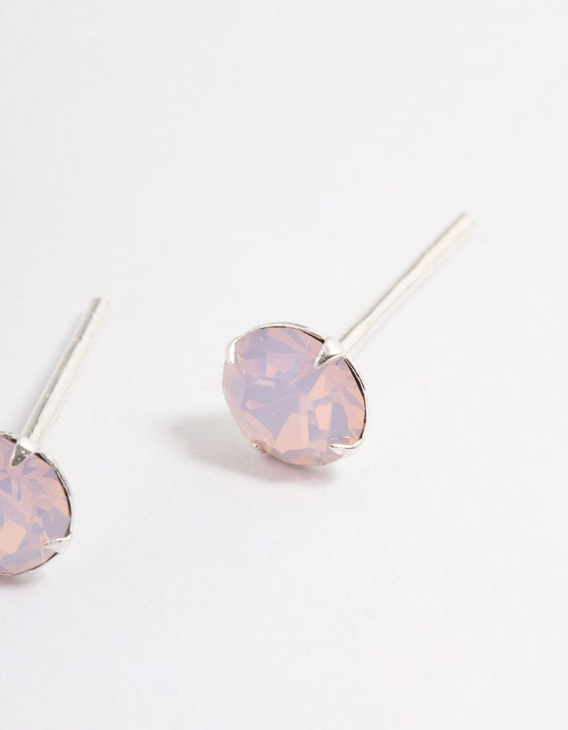 Sterling Silver Pink Opal Stud Earrings