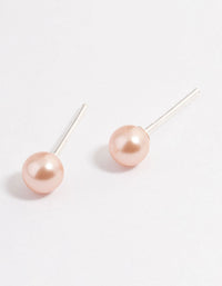 Sterling Silver Pink Pearl Stud Earrings - link has visual effect only