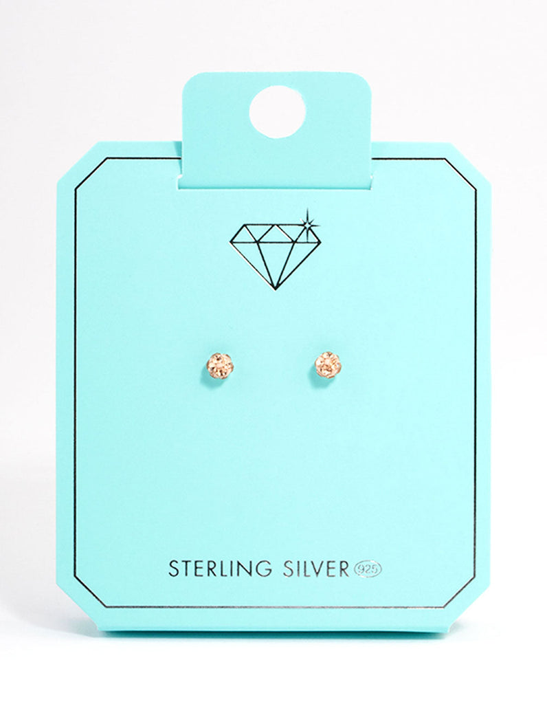 Sterling Silver Silk Pave Ball Stud Earrings