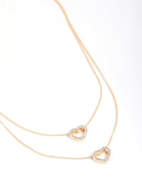 Gold Double Diamante Open Heart Necklace - link has visual effect only