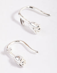 Sterling Silver Rose Drop Hoop Earrings - link has visual effect only