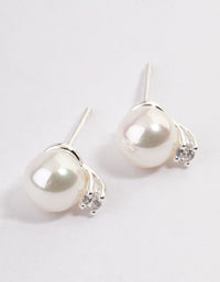 Sterling Silver Pearl Stud Earrings - link has visual effect only