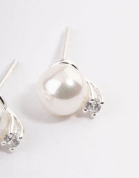 Sterling Silver Pearl Stud Earrings - link has visual effect only