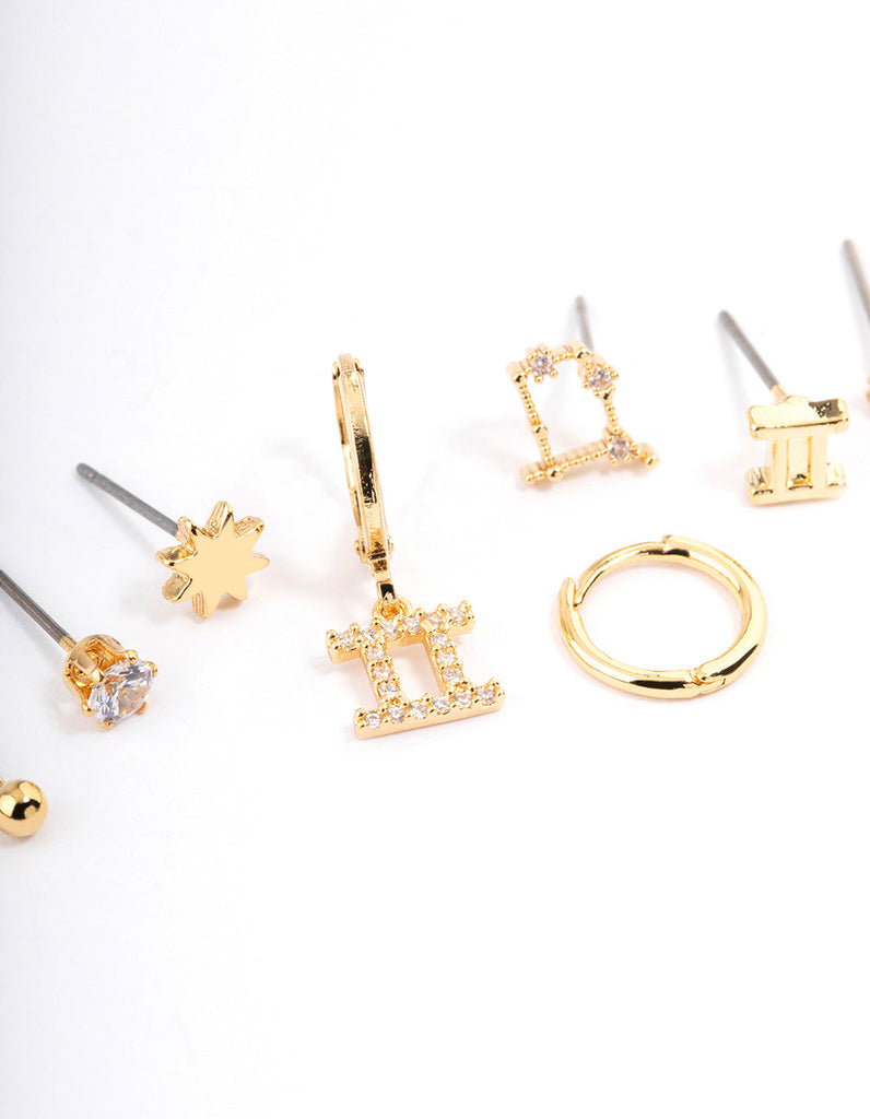 Gold Plated Gemini Star Sign Ear Stackers