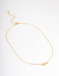 Gold Plated Libra Script Pendant Necklace - link has visual effect only