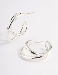 Silver Plated Medium Twisted Hoop Earrings - link has visual effect only