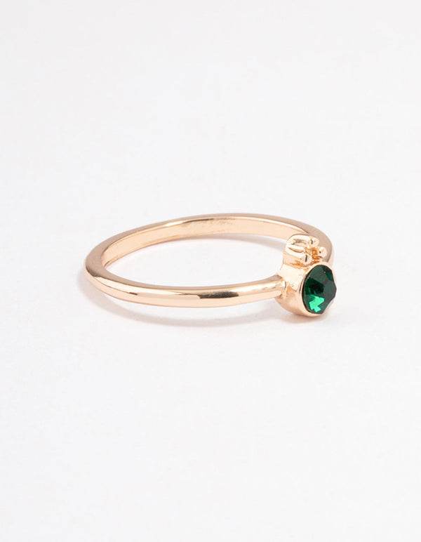 Green Round Beaded Ring