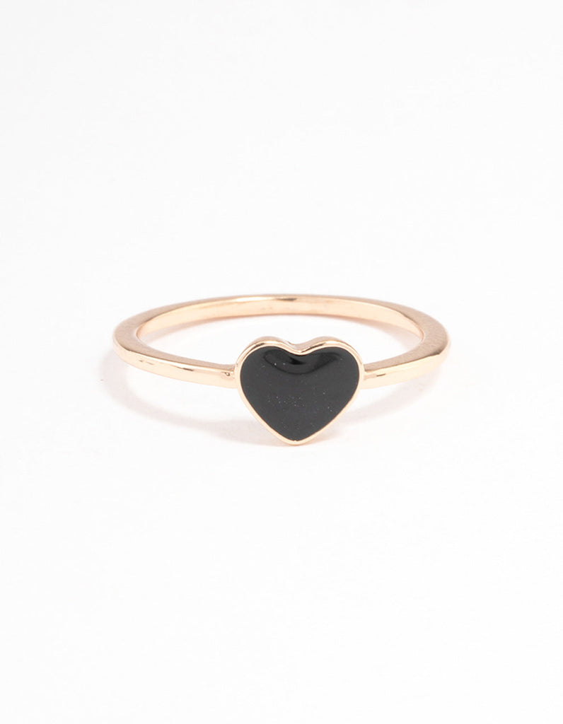 Gold Enamel Heart Ring