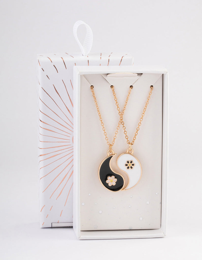 Gold Yin & Yang Flower Necklace Pack